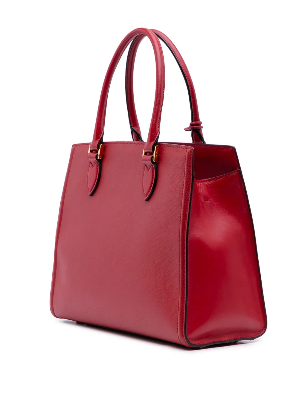  Prada Pre-owned Sac Cabas Convertible En Saffiano à Finitions En Cuir De Veau Doux (2000-2025) - Rouge 