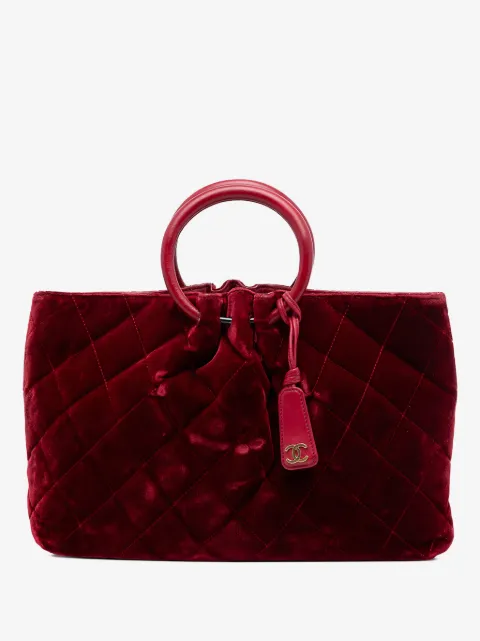 CHANEL Pre-Owned 2000-2002 CC Quilted Velvet Top Handle Bag handbag