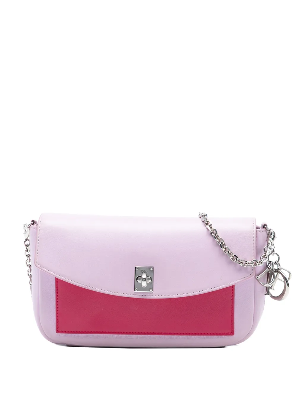 Christian Dior Pre-Owned 2014 Tricolor Leather Turn Lock Wallet on Chain crossbody bag - Rosa