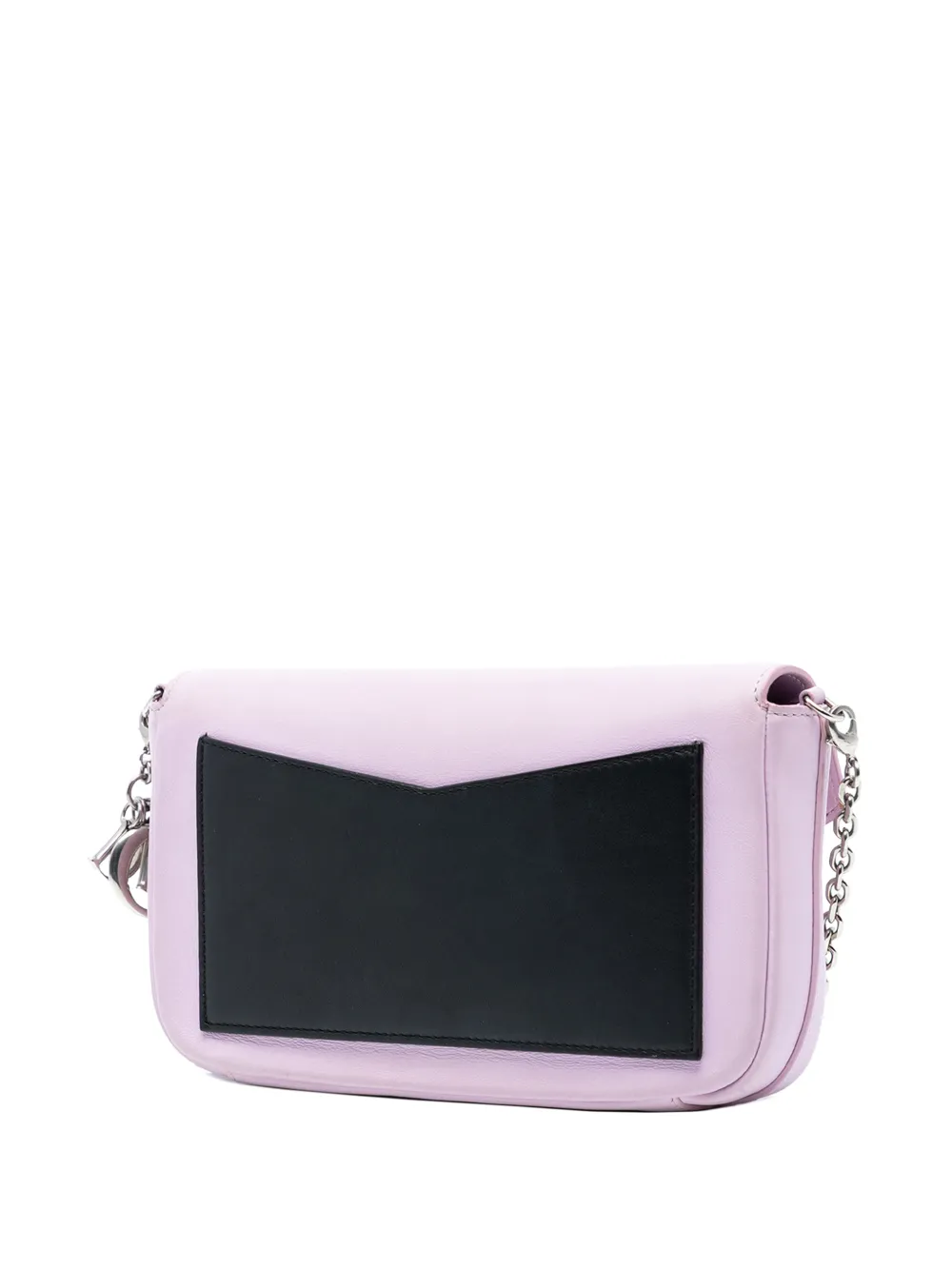  Christian Dior Pre-owned Pochette Portefeuille à Bandoulière Tricolore En Cuir à Fermoir Pivotant Avec Chaîne (2014) - Rose 