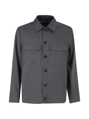 Giorgio Armani Wool Shirt Jacket | Blue | FARFETCH AO