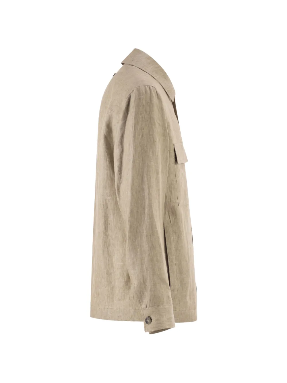 Peserico Linnen jack met opgestikte zakken Beige