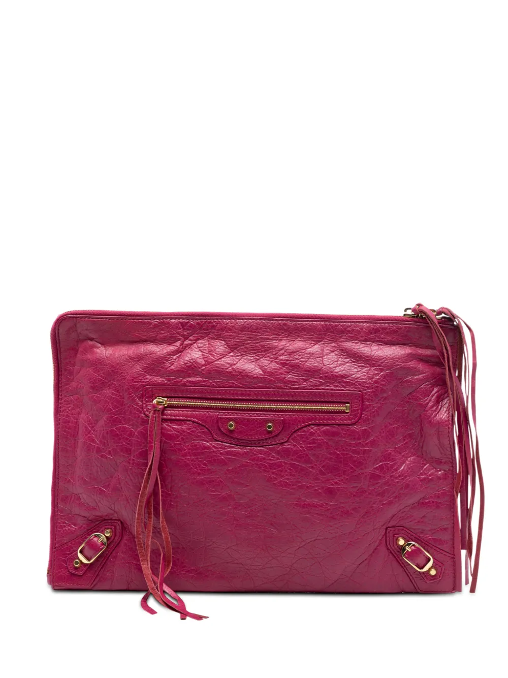Balenciaga Pre-Owned 2017 Lambskin Motocross Giant 12 Zip Around Flat clutch bag - Rosa