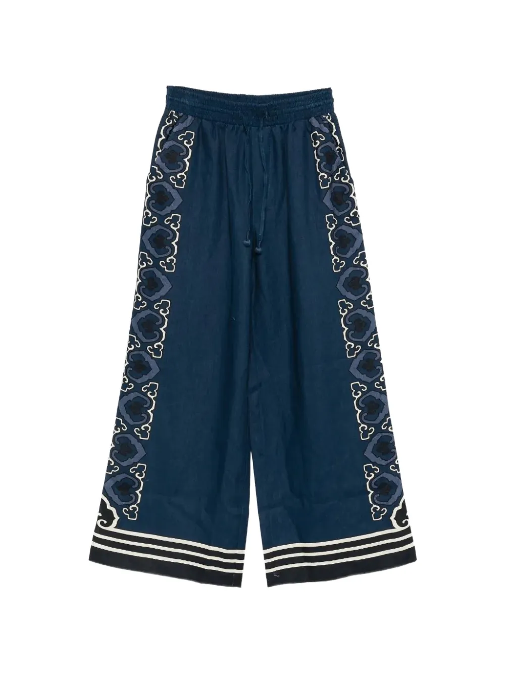 Sea Blaise print drawstring trousers - Blu
