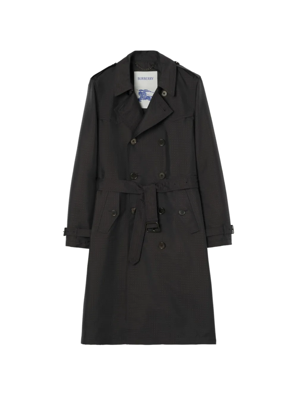 Burberry 폭스필드 롱 기하학 나일론 혼방 트렌치코트 | 브라운 | Image 1