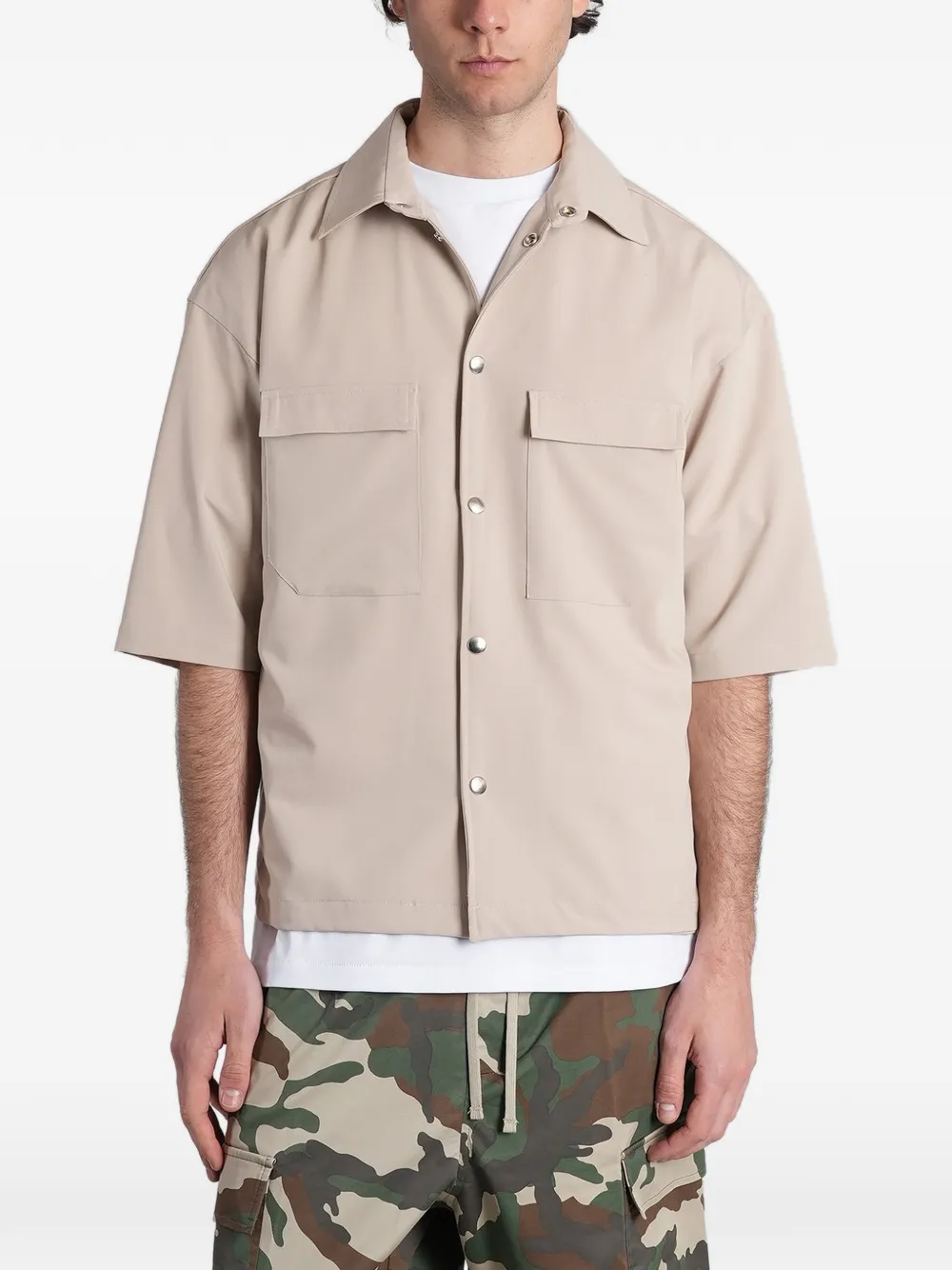 STATE OF ORDER short-sleeved flap-pocket shirt - Toni neutri
