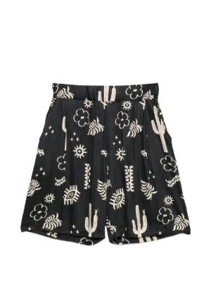 MASU flocky-web Pleated Shorts | Black | FARFETCH PH