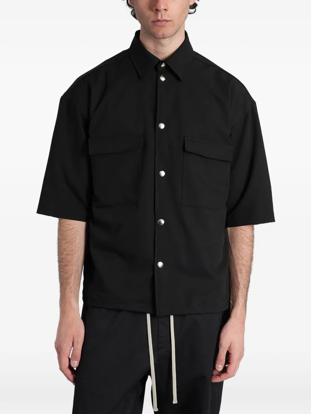 STATE OF ORDER Half short-sleeve press-stud shirt - Nero