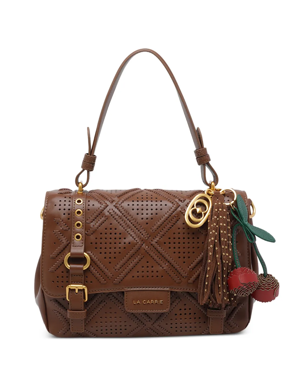 La Carrie Labyrinth Atena leather shoulder bag - Marrone