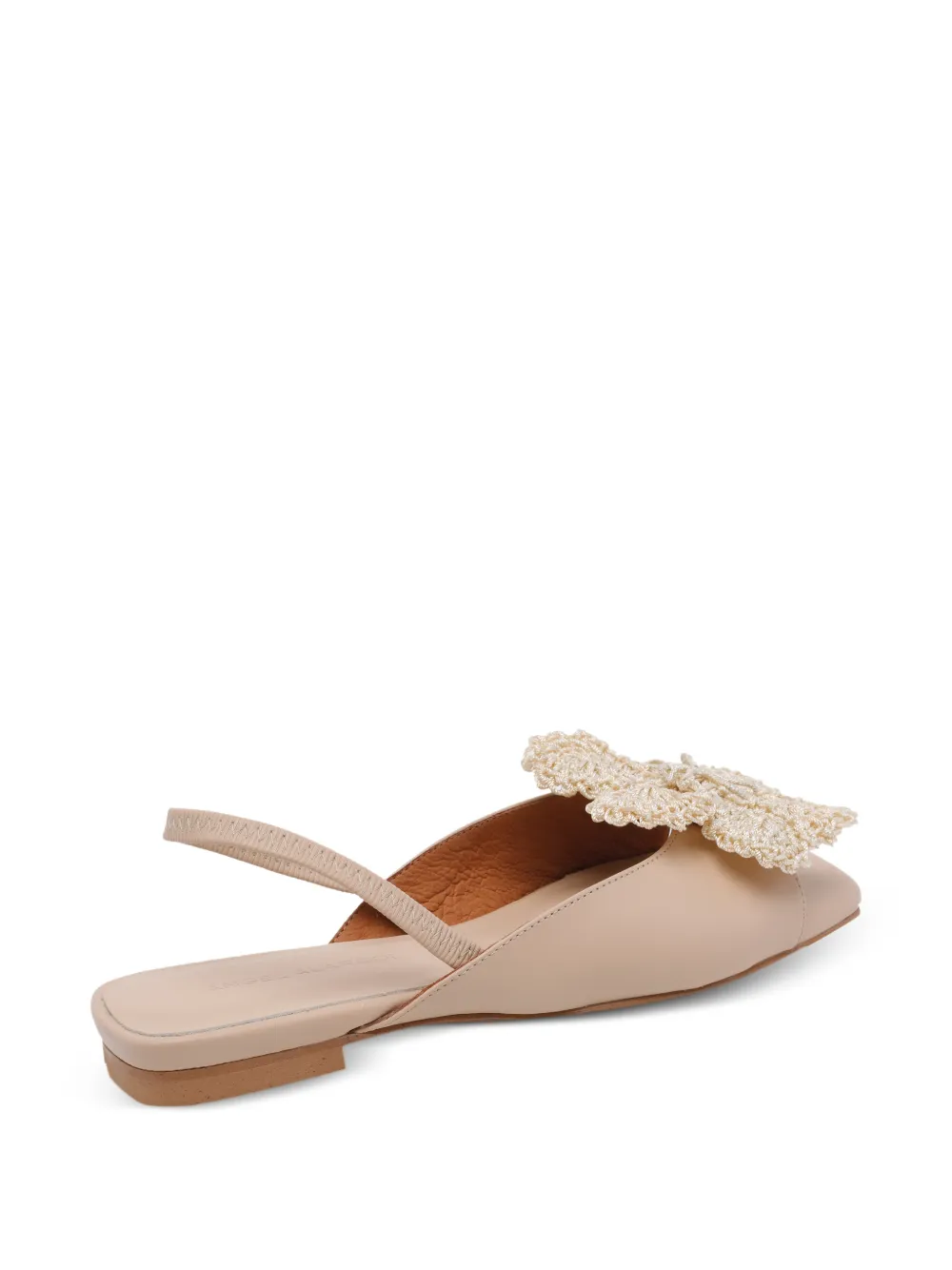 ANGEL ALARCON Slingback sandalen met vierkante neus en bloemdetail Beige