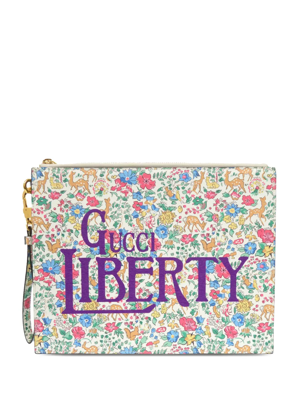 Gucci Pre-Owned 2016-2026 Liberty Leather Flora clutch bag - Bianco