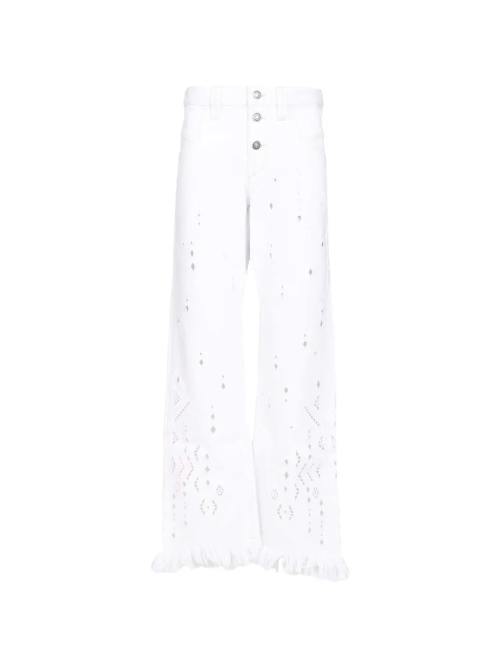 ISABEL MARANT broderie anglaise frayed trousers - Weiß