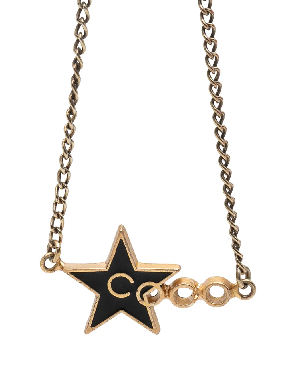 CHANEL Pre-Owned 2001 CC Gold Plated Enamel Coco Star Pendant Necklace costume necklace - Nero