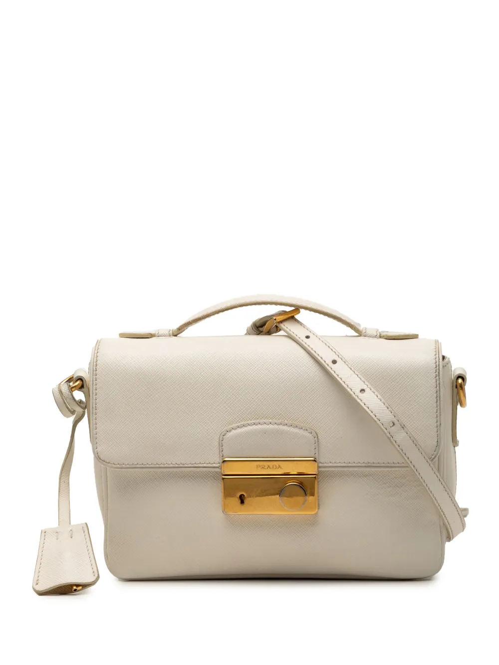 Prada Pre-Owned 2013-2026 Saffiano Sound Lock satchel - Bianco