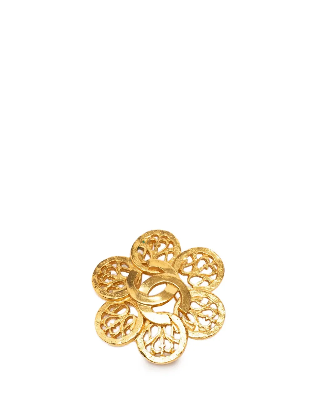 CHANEL Pre-Owned 1995 CC Gold Plated Flower Brooch costume brooch - Oro