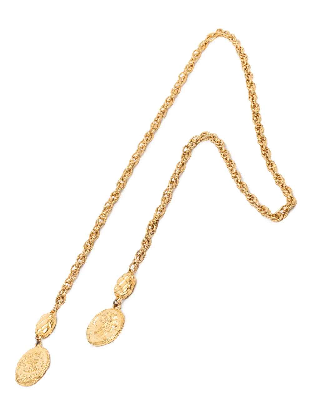 CHANEL Pre-Owned 1970-1980 CC Gold Plated Medallion Wrap Around Necklace costume necklace - Oro
