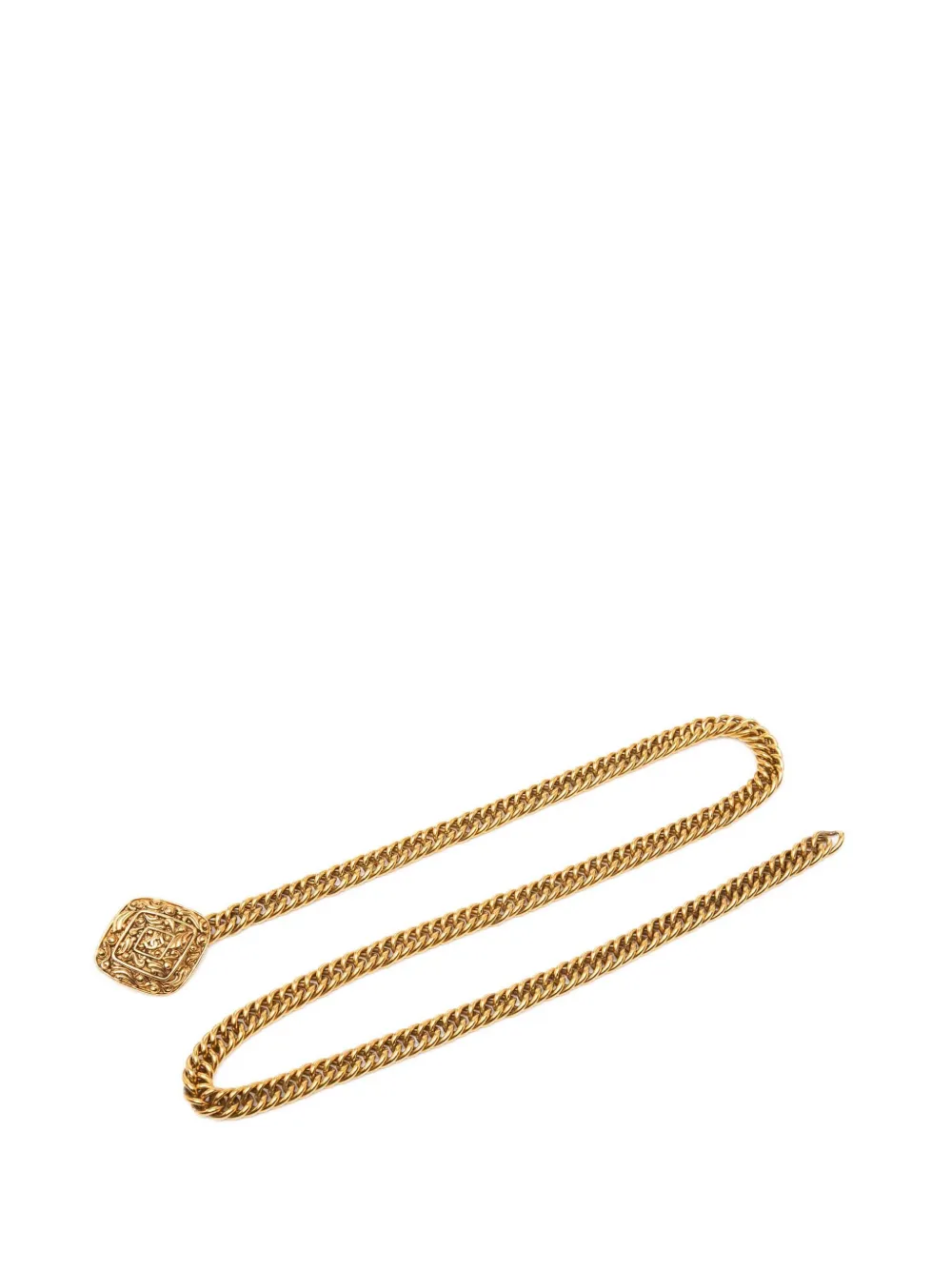 CHANEL Pre-Owned 1970-1980 Gold Plated CC Diamond Charm Chain belt - Oro