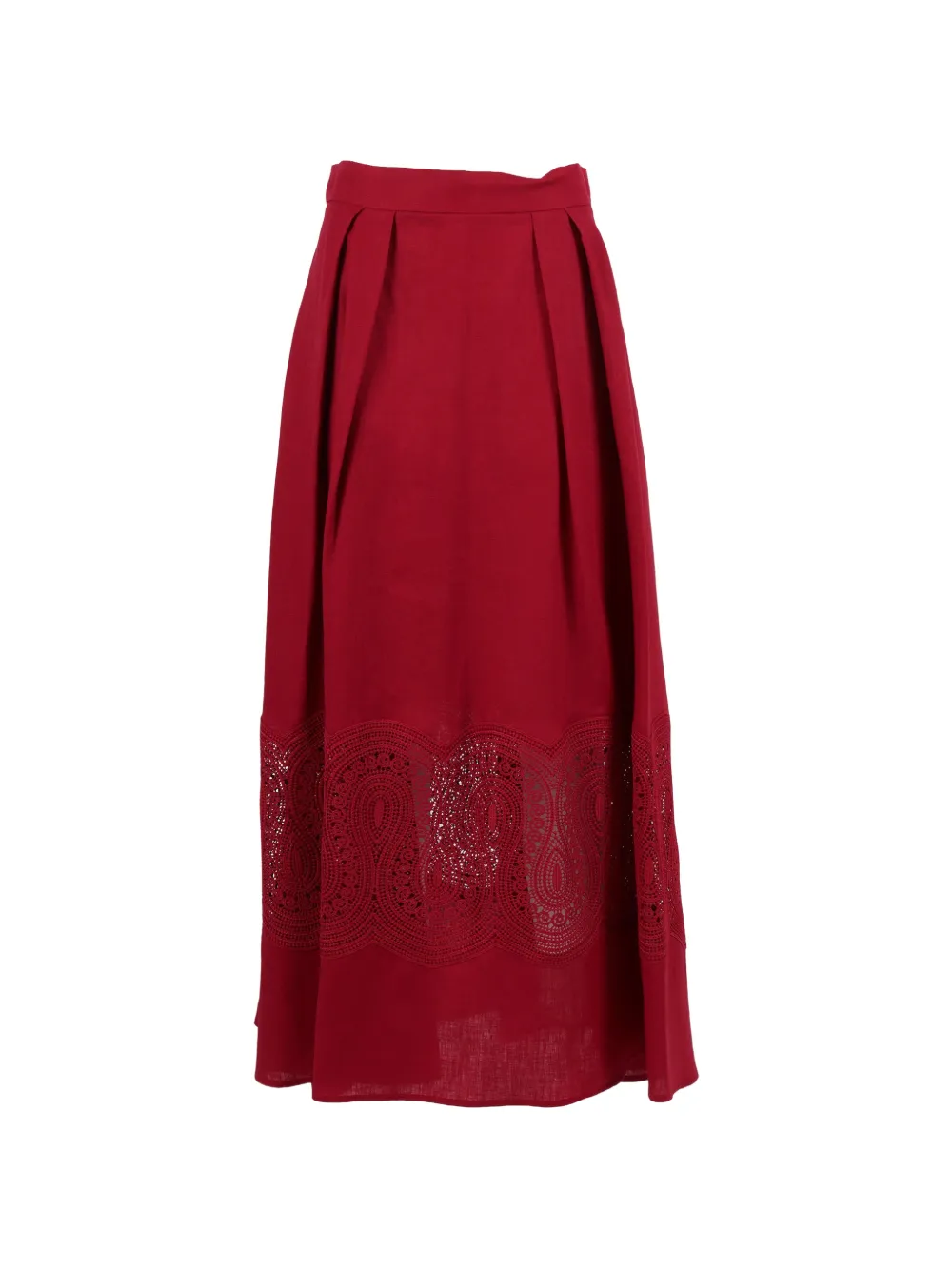 Clips lace-trim pleated skirt - Rosso