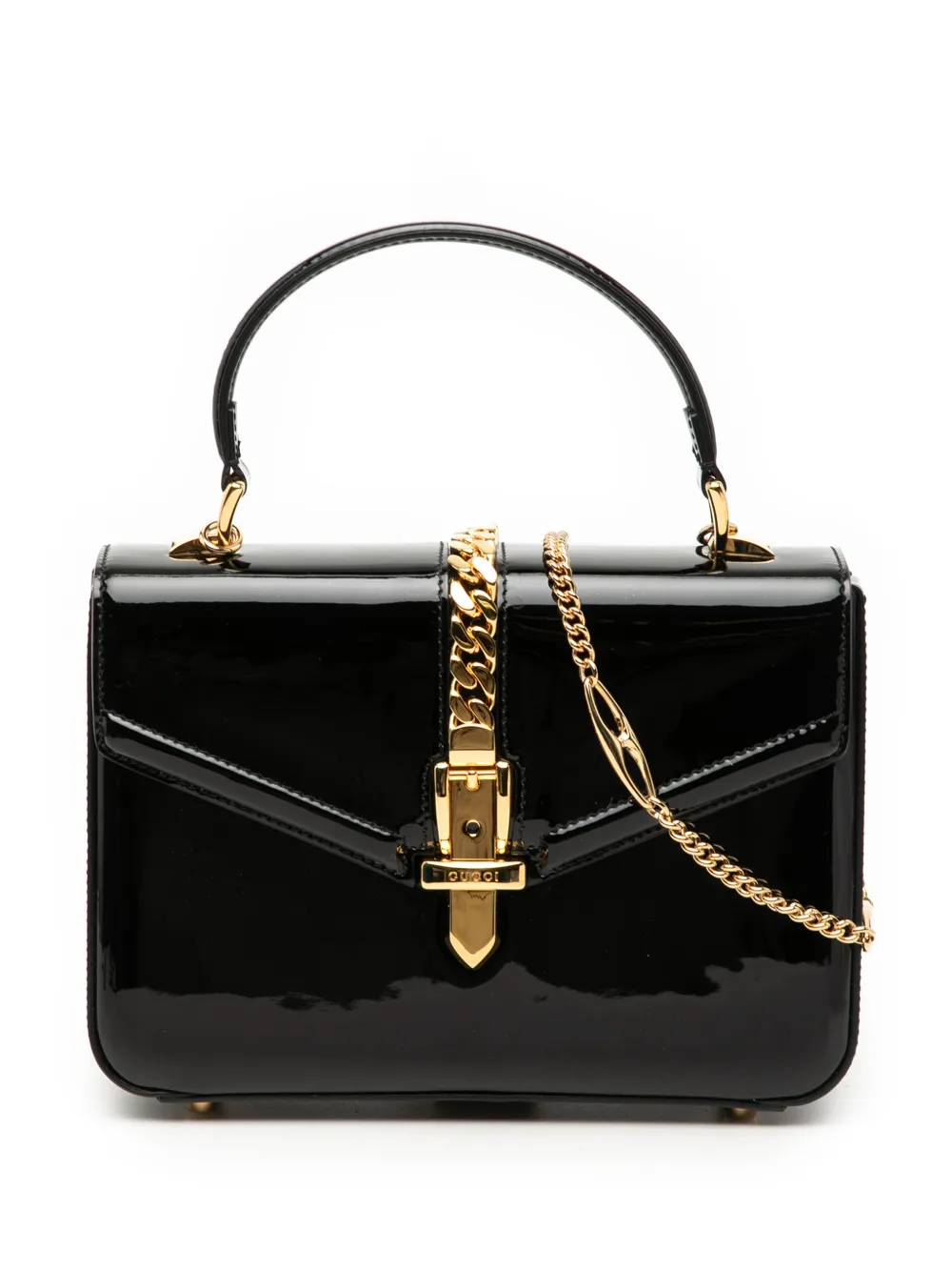 Gucci Pre-Owned 2016-2026 Mini Patent Sylvie 1969 Top Handle Bag satchel - Nero