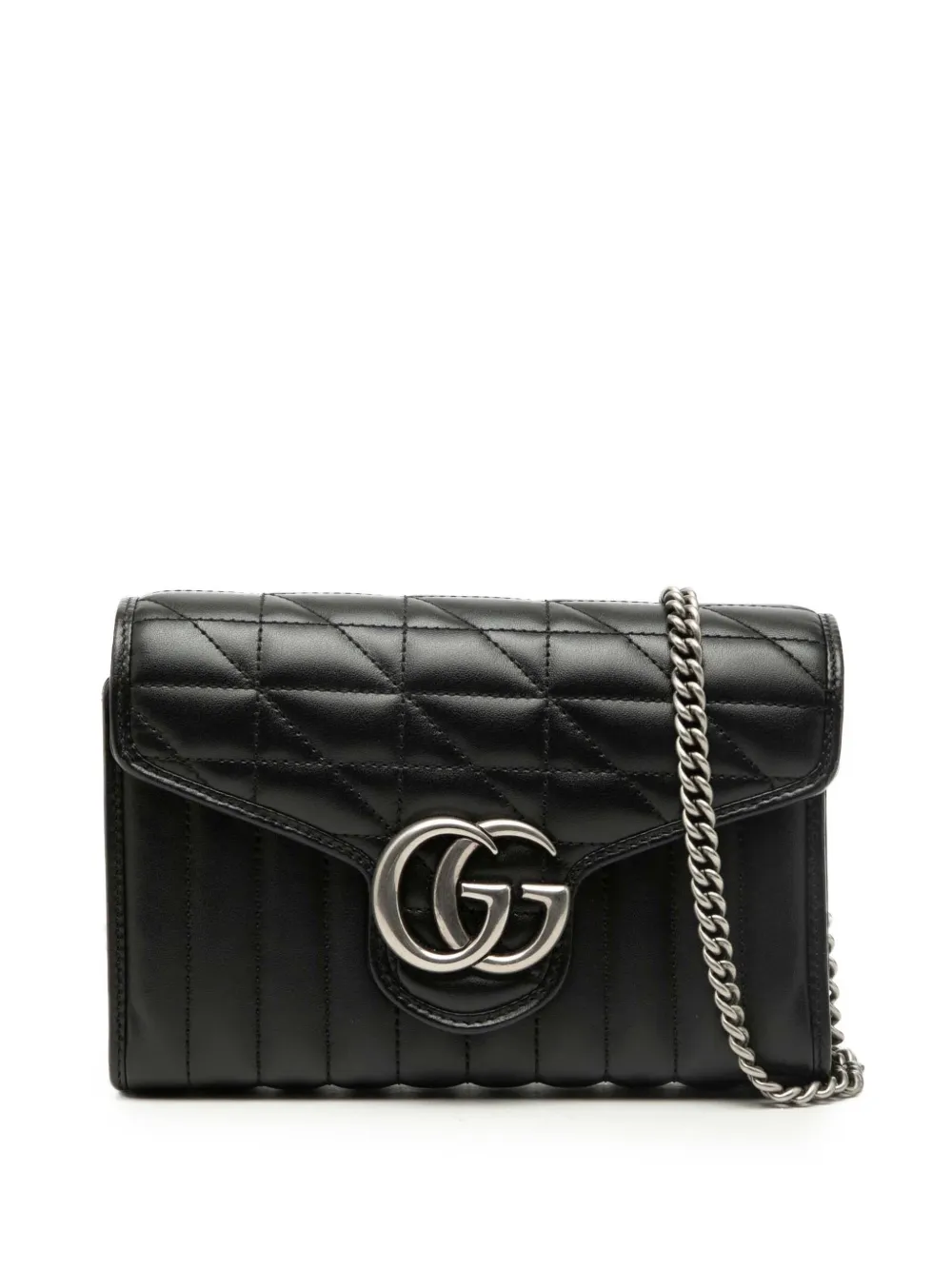 Gucci Pre-Owned 2000-2026 GG Marmont Matelasse Leather Aria Wallet On Chain crossbody bag - Nero