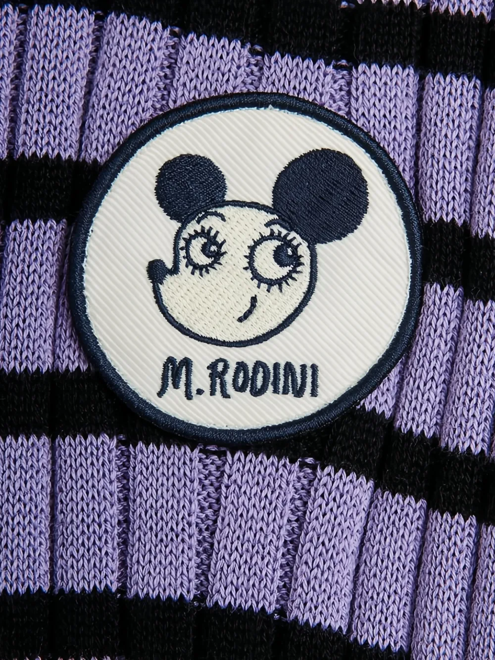 Mini Rodini Gestreepte ribgebreide T-shirtjurk Paars