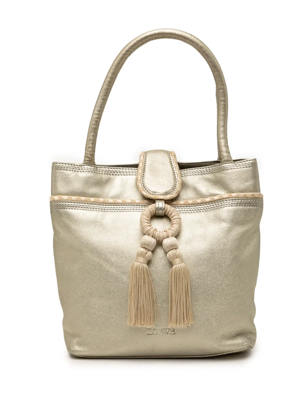 Loewe Pre-Owned 2000-2010 Metallic Leather Fringe Tassel handbag - Oro