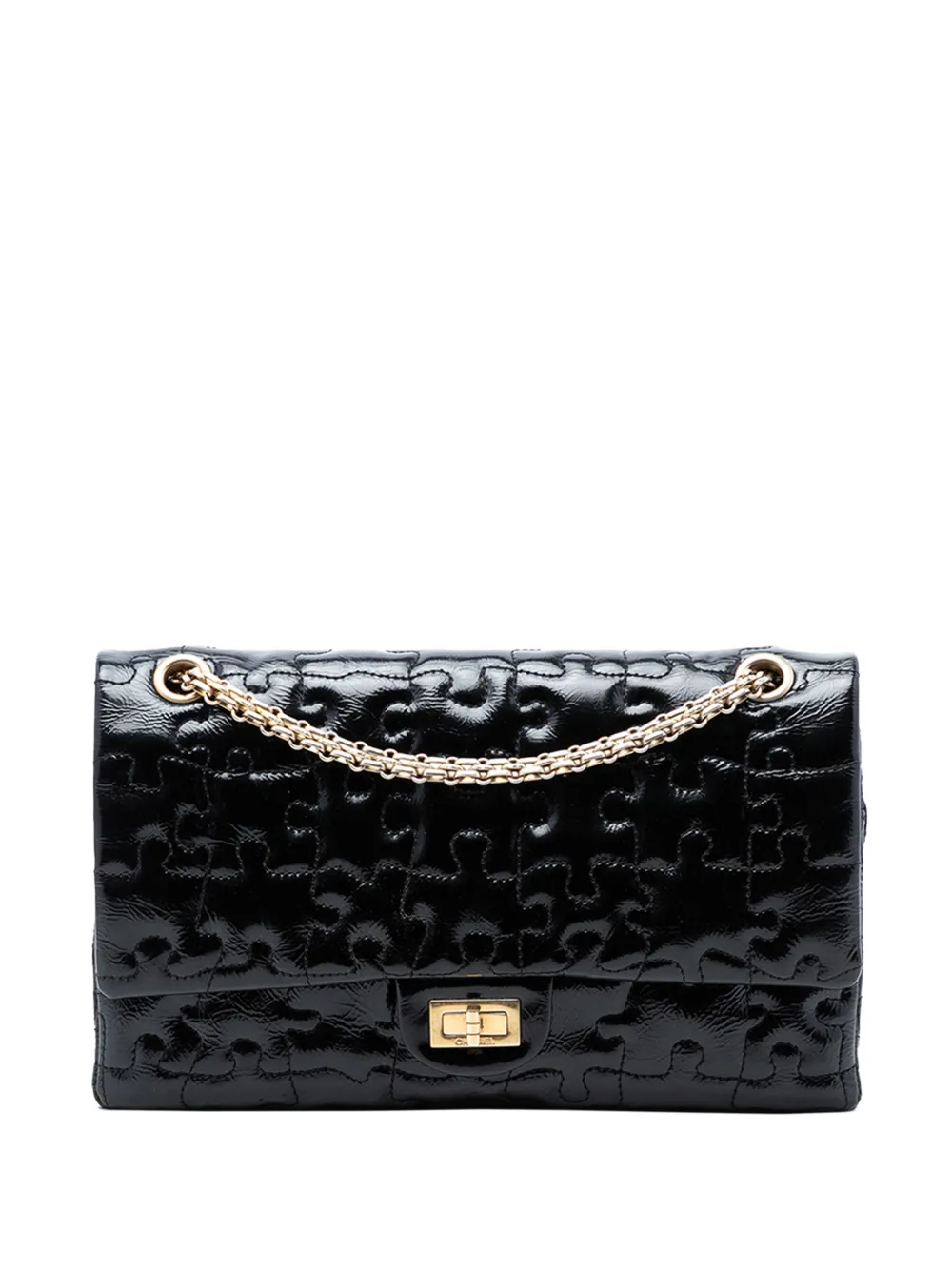 CHANEL Pre-Owned 2008-2009 Reissue 2.55 Crackled Patent Puzzle Double Flap 226 shoulder bag - Nero