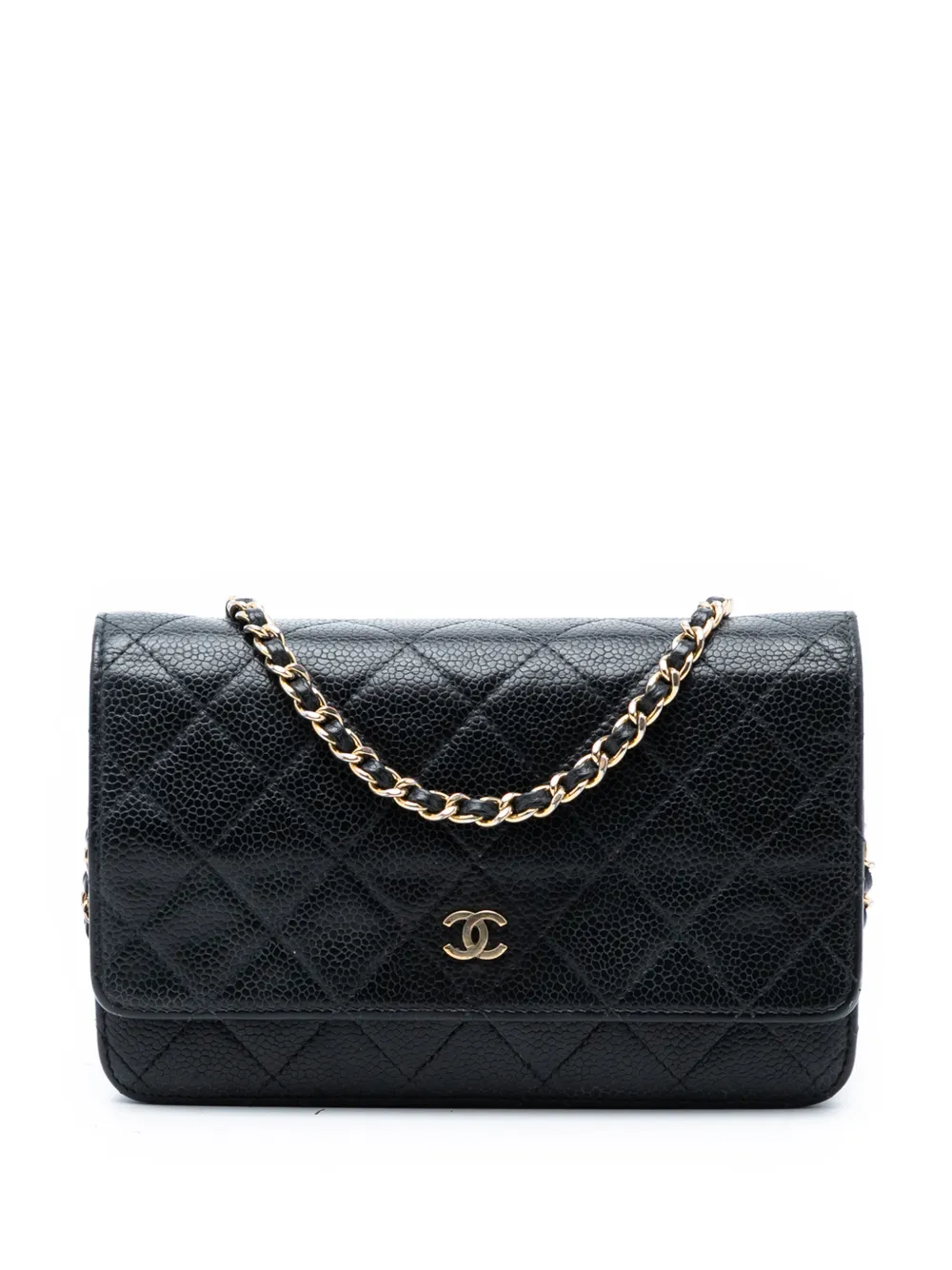 CHANEL Pre-Owned 2016-2017 CC Quilted Caviar Wallet on Chain crossbody bag - Nero
