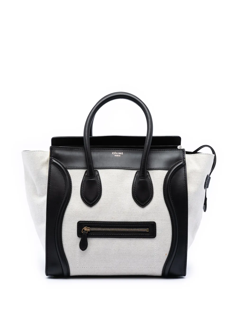 Celine Pre-Owned 2011 Mini Bicolor Canvas and Leather Luggage Tote handbag - Marrone