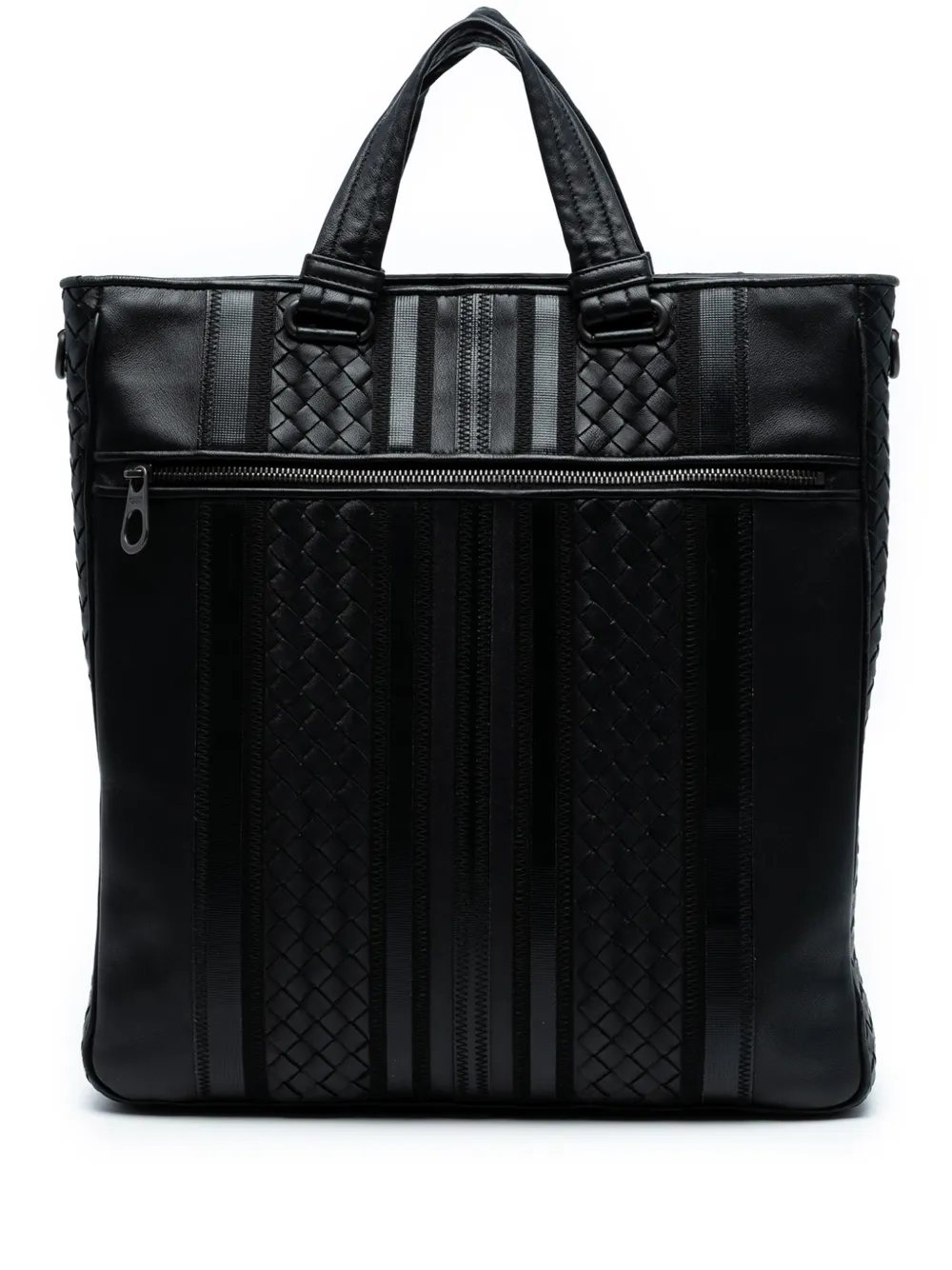 Bottega Veneta Pre-Owned 2012-2025 Nappa Intrecciato Tech Stripe Convertible Tote satchel - Nero