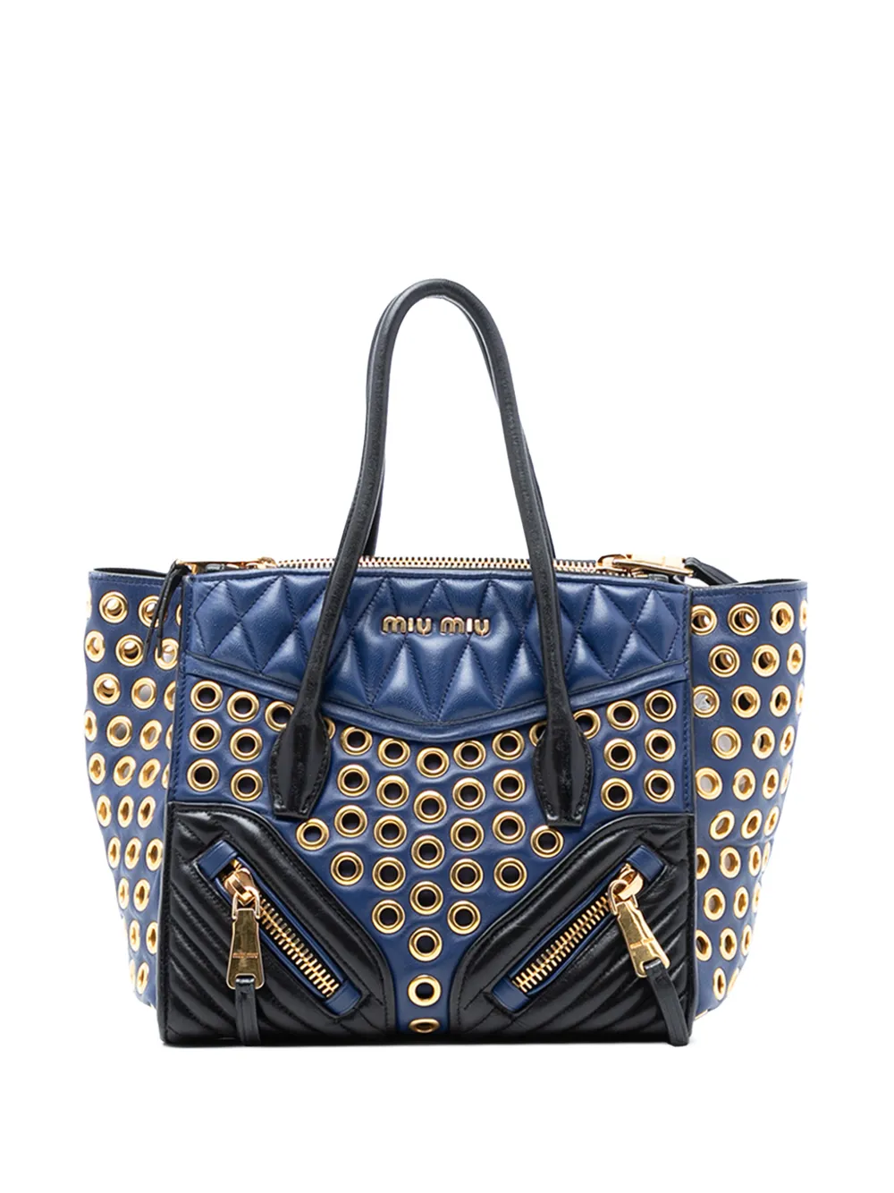 Miu Miu Pre-Owned 2010-2025 Small Nappa Grommet Biker satchel - Blu