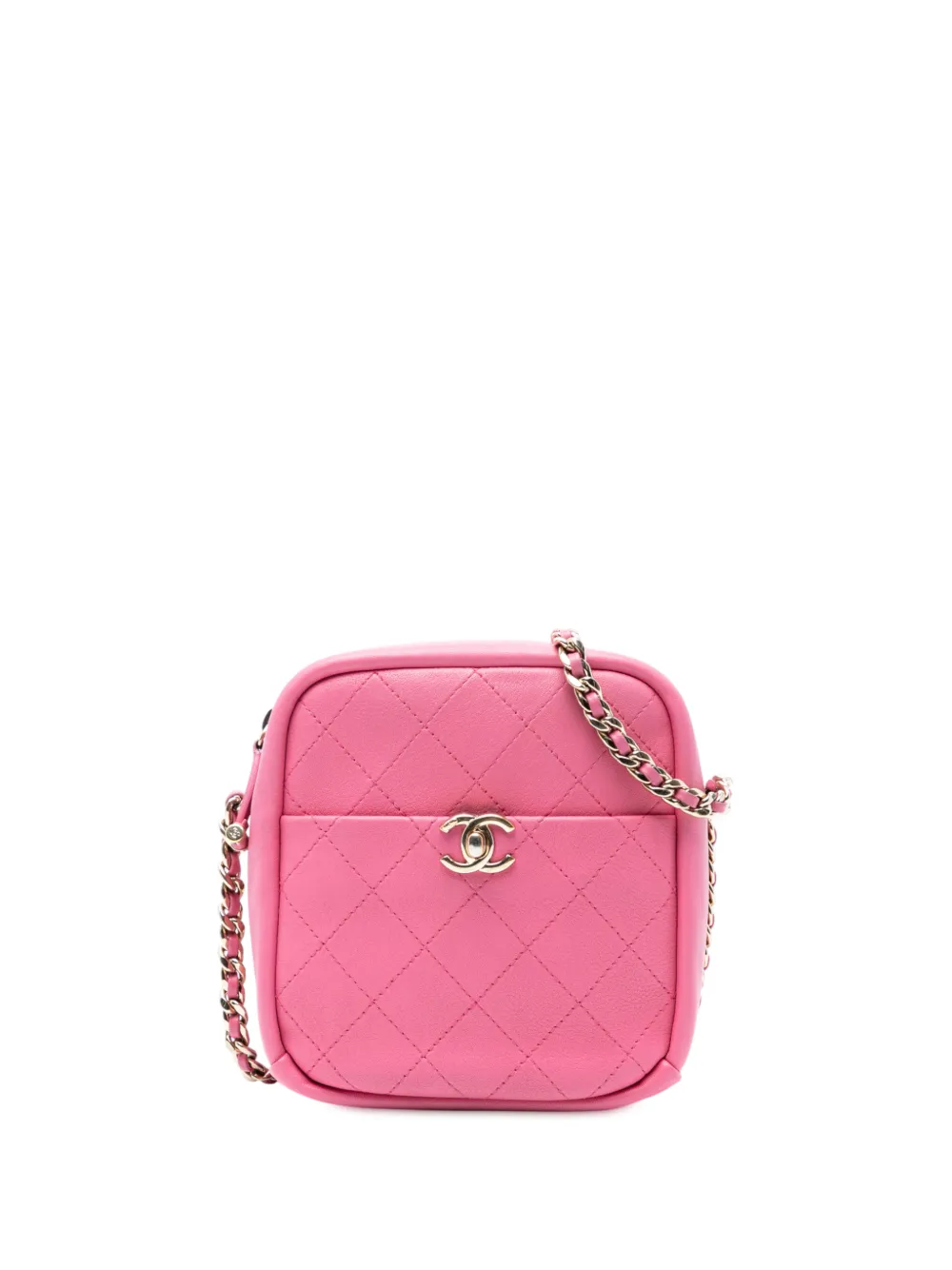 CHANEL Pre-Owned 2018-2019 Stitched Goatskin Casual Trip North South Camera Case crossbody bag - Pink