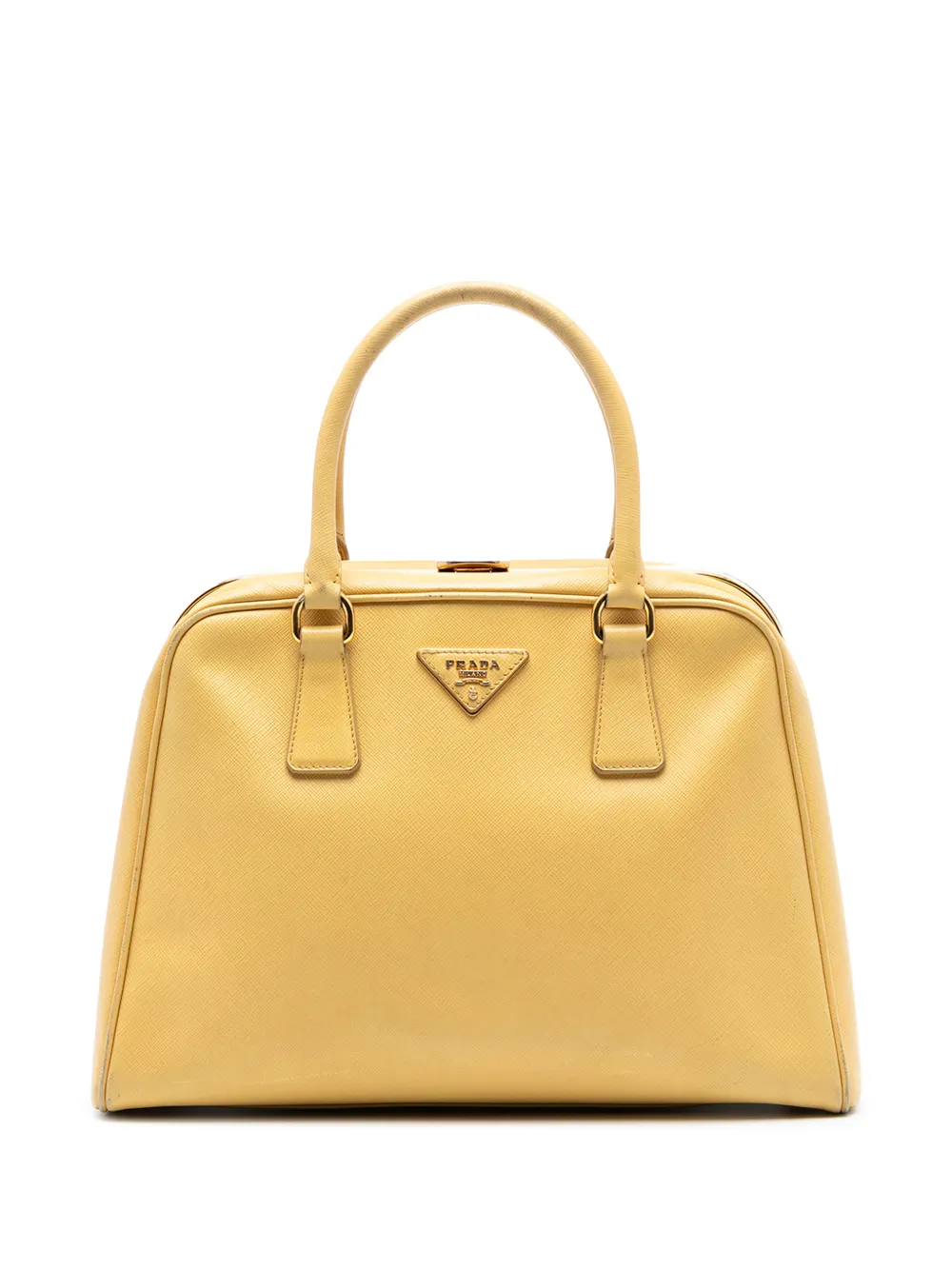 Prada Pre-Owned 2010-2026 Saffiano Lux Pyramid Frame satchel - Gelb