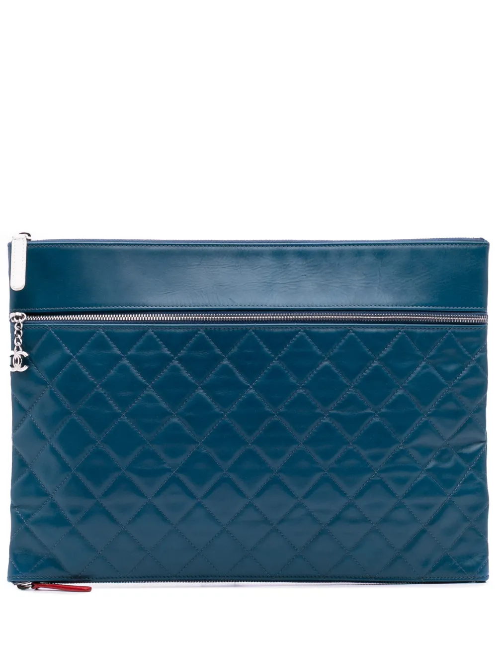 CHANEL Pre-Owned 2013-2014 Quilted Lambskin Multi Zip Case clutch bag - Blu