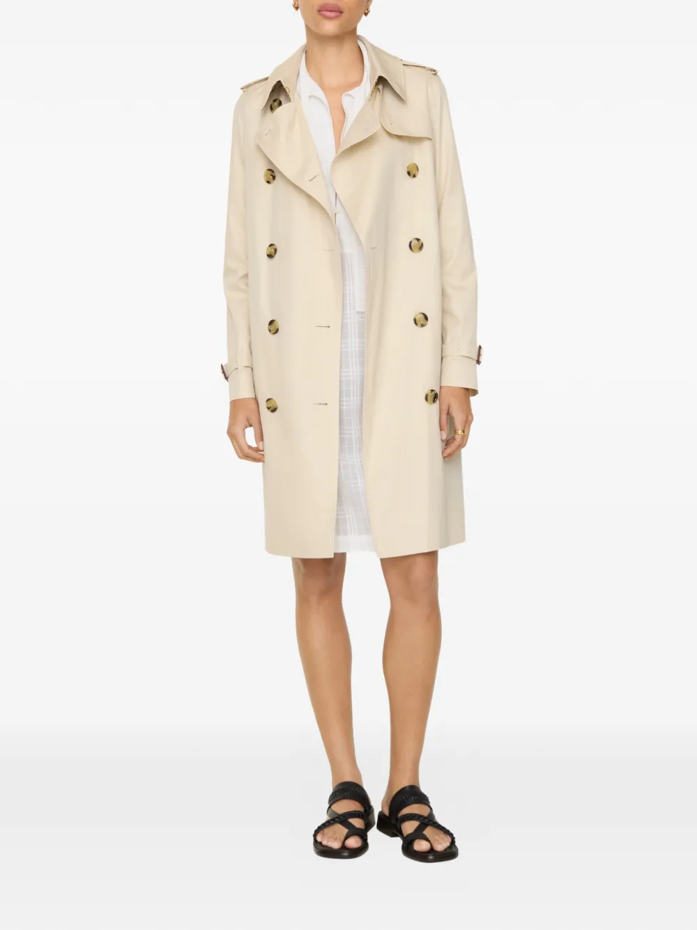 Burberry Trenchcoat met dubbele rij knopen Beige