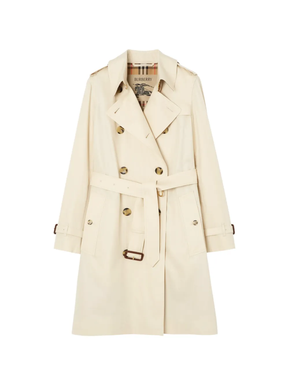 Burberry mid-length tropical gabardine Kensington trench coat - Toni neutri