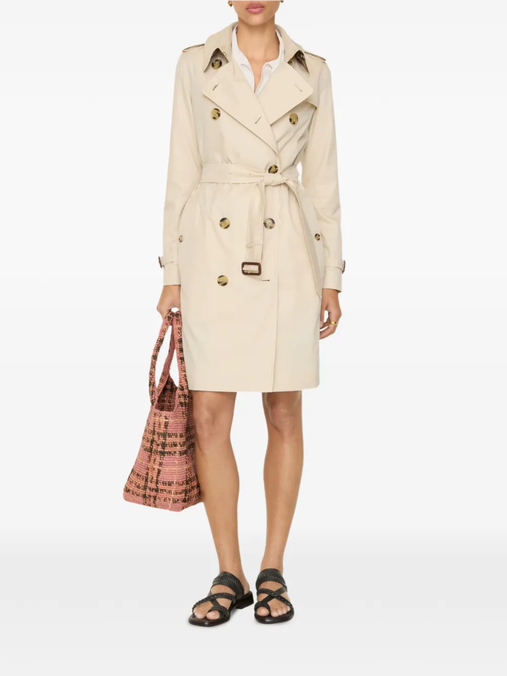 Burberry Trenchcoat met dubbele rij knopen Beige