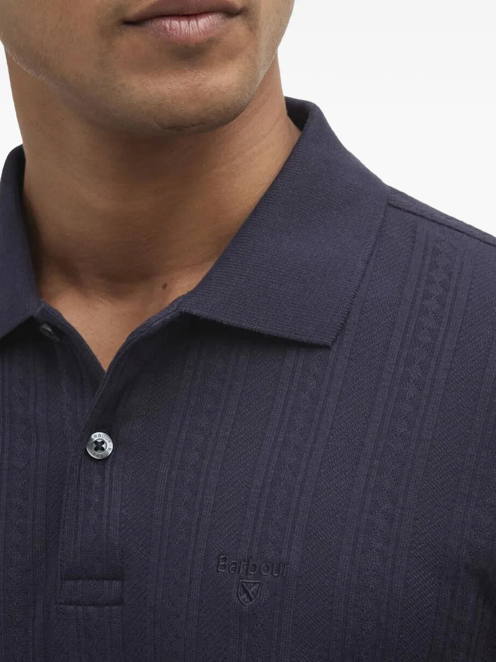 Barbour Harwell kabelgebreid overhemd Blauw