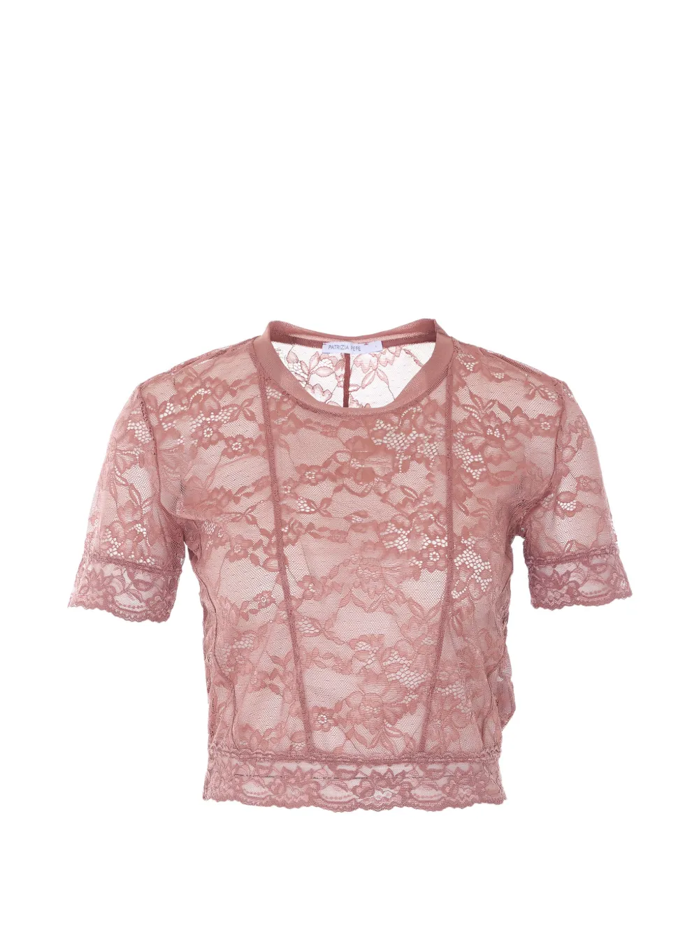 Patrizia Pepe lace-embroidered T-shirt - Rosa