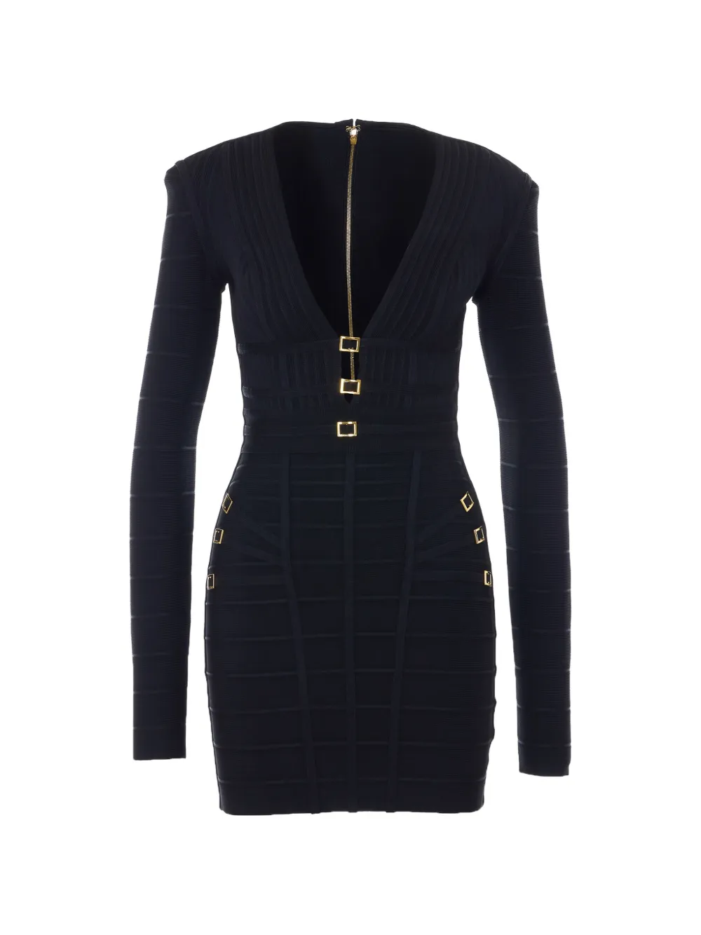 Elisabetta Franchi buckle-detail ribbed mini dress - Schwarz
