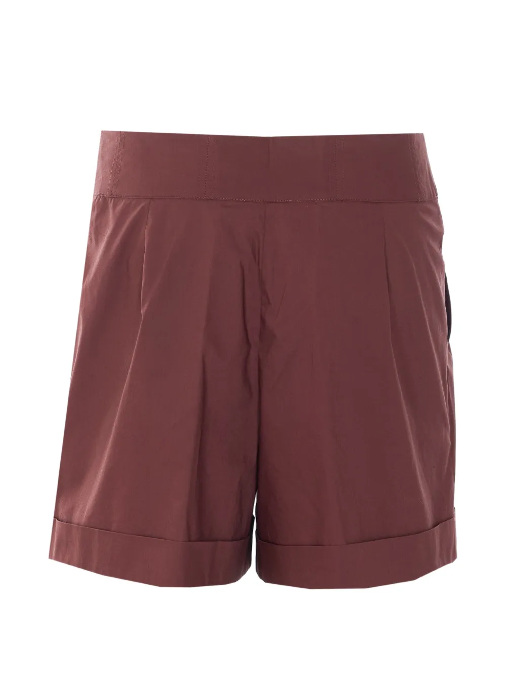 Patrizia Pepe Geplooide katoenen shorts Bruin
