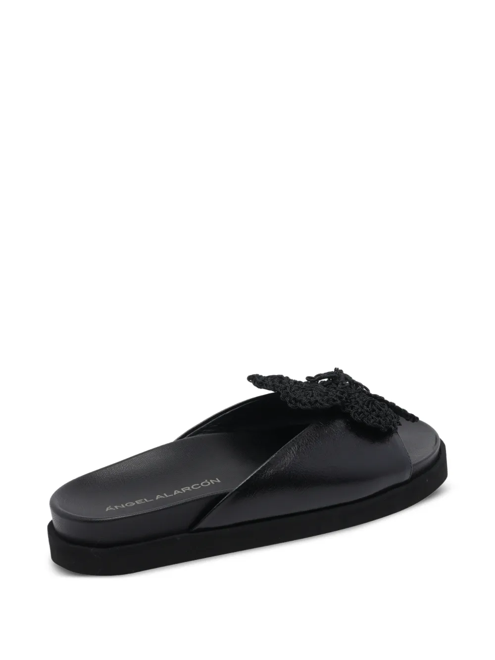 ANGEL ALARCON Leren sandalen met gehaakte bloem Zwart