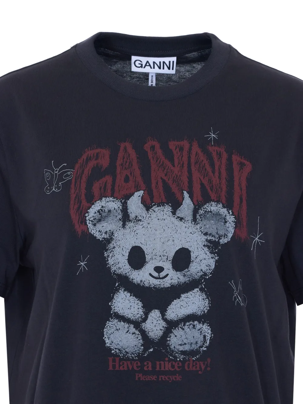GANNI T-shirt met beerprint Zwart