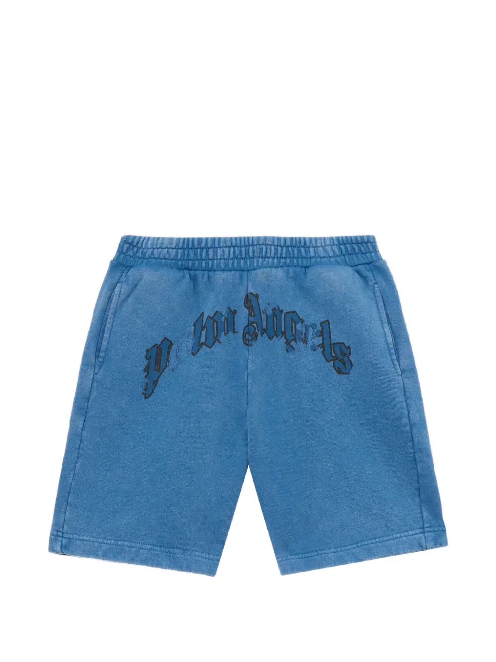 Palm Angels Kids logo-print faded shorts - Blu