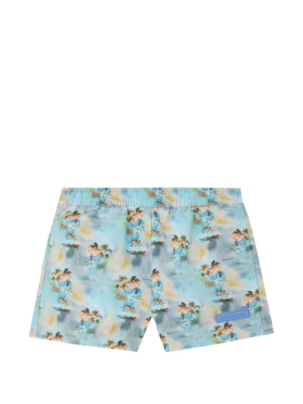 Palm Angels Kids tie-dye palm-print shorts - Blu