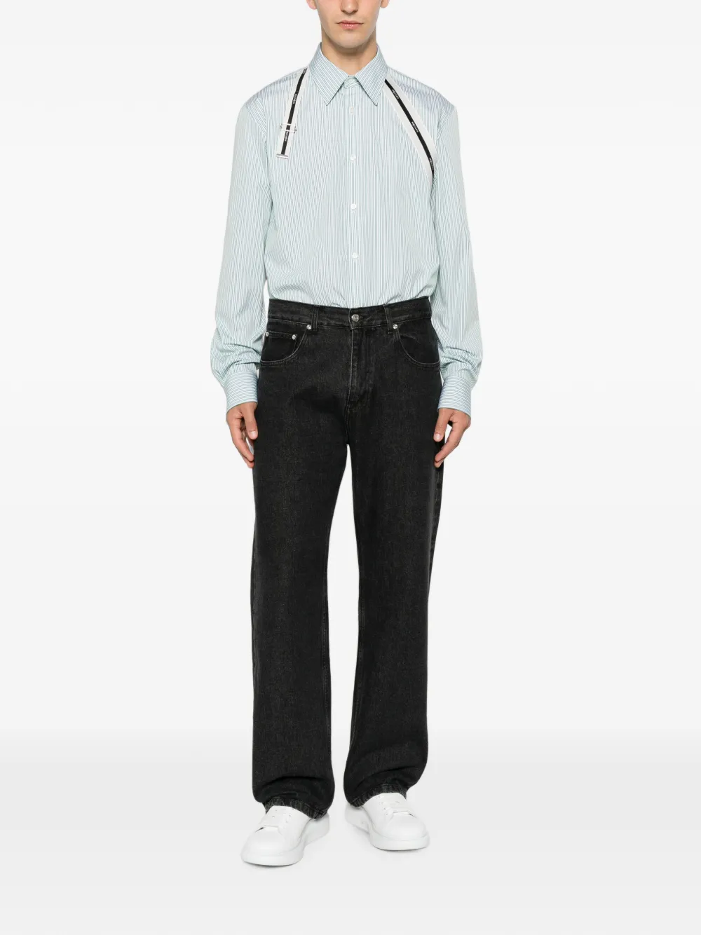 Alexander McQueen Harness gestreept overhemd Groen