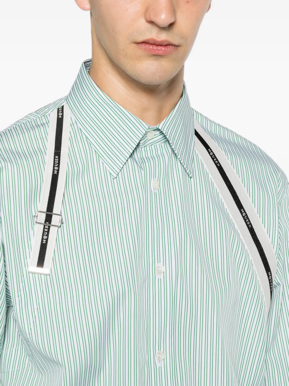 Alexander McQueen Harness gestreept overhemd Groen