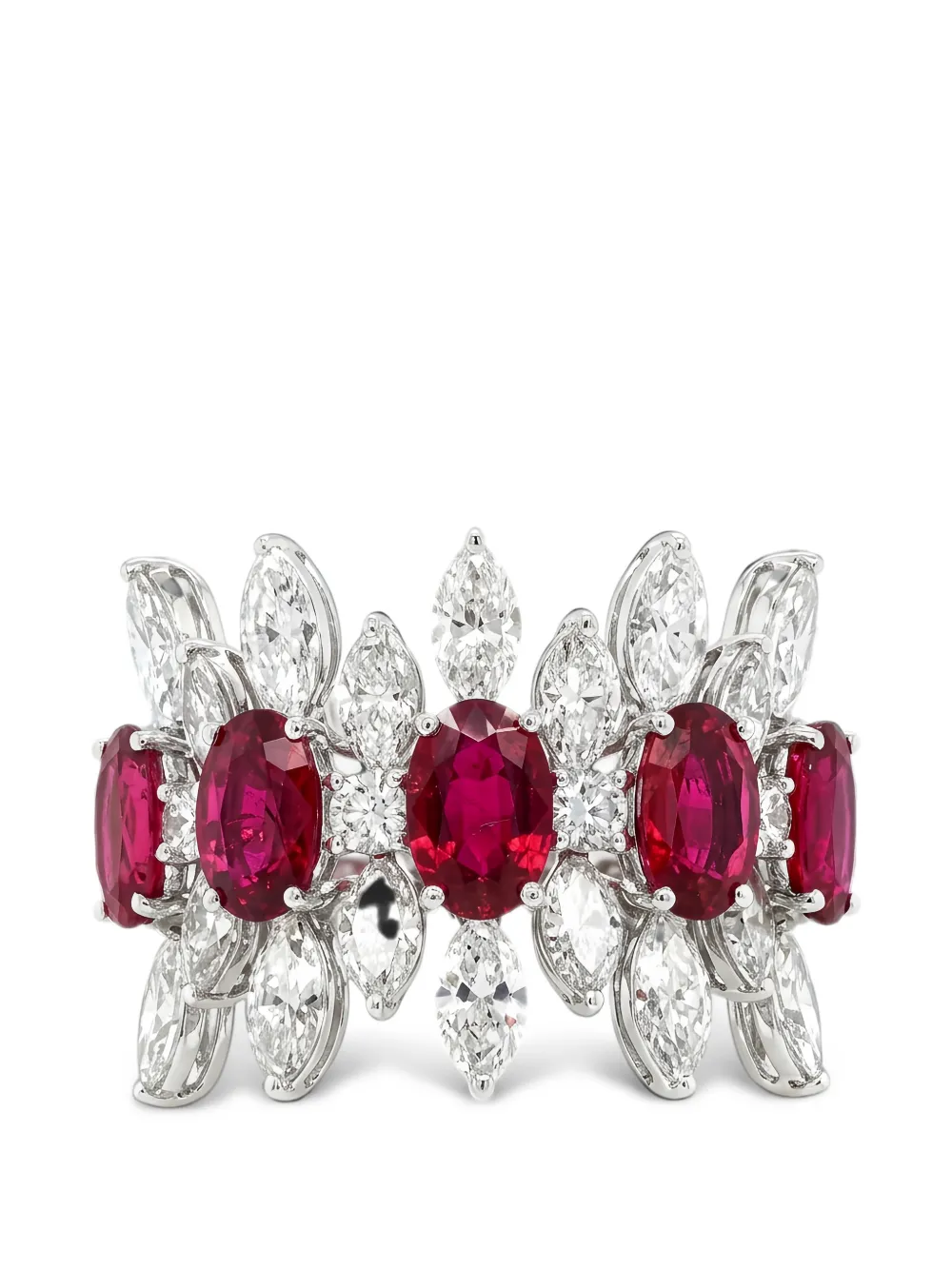 HYT Jewelry ruby and diamond band ring - Silber