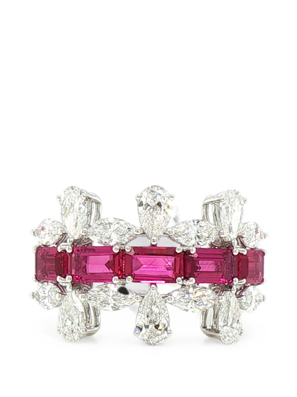 HYT Jewelry Anello a fascia con rubino e diamanti - Argento
