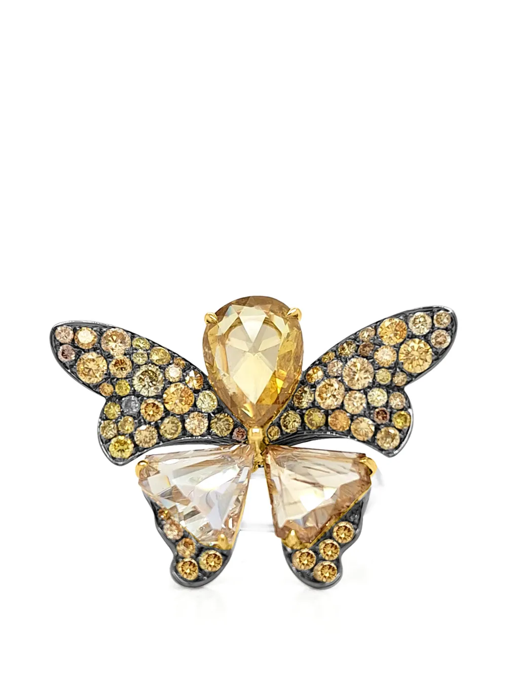 HYT Jewelry butterfly-design diamond ring - Nero